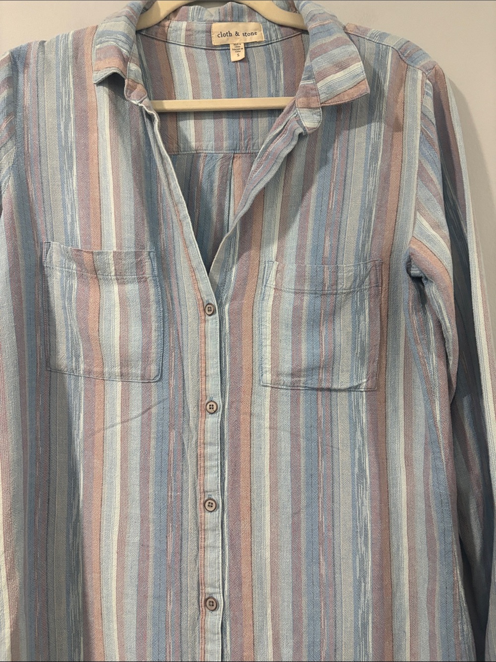 CLOTH & STONE BUTTON DOWN FRAYED LONG SLEVES SHIRT DRESS SIZE /S - Picture 4 of 10